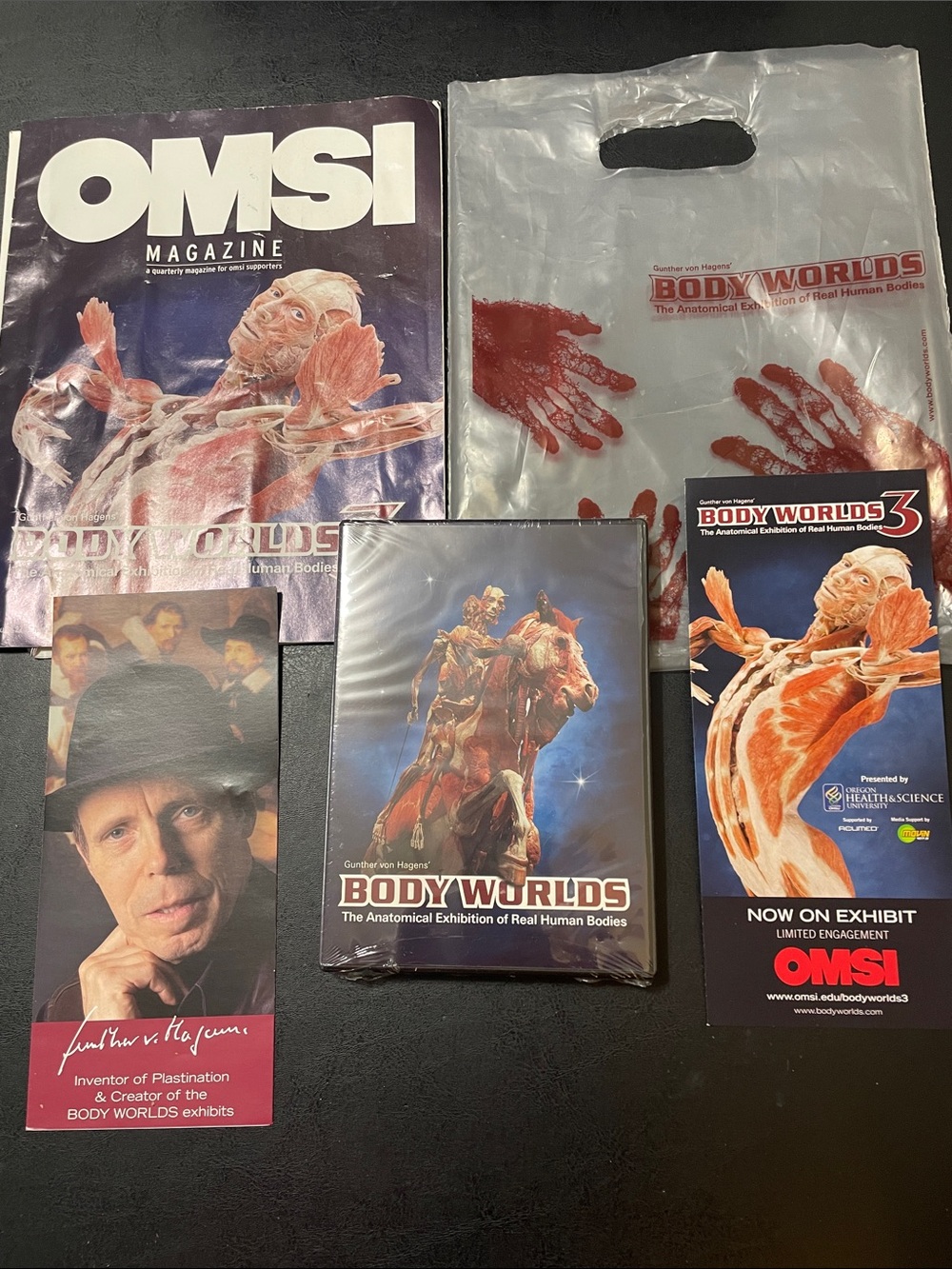 OMSI BodyWorlds 3 Human body exhibit 2007 Sealed DVD w program brochures in bag